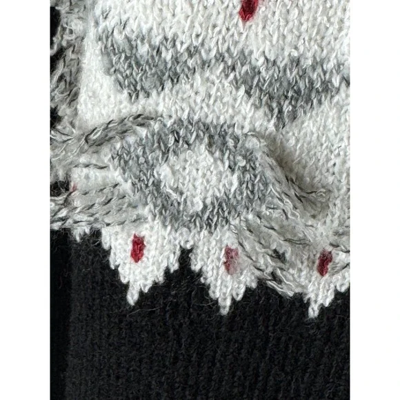 J Jill Sweater Women Medium Petite Black‎ Ivory Fair Isle Nordic Knit Mock Neck - Picture 8 of 12